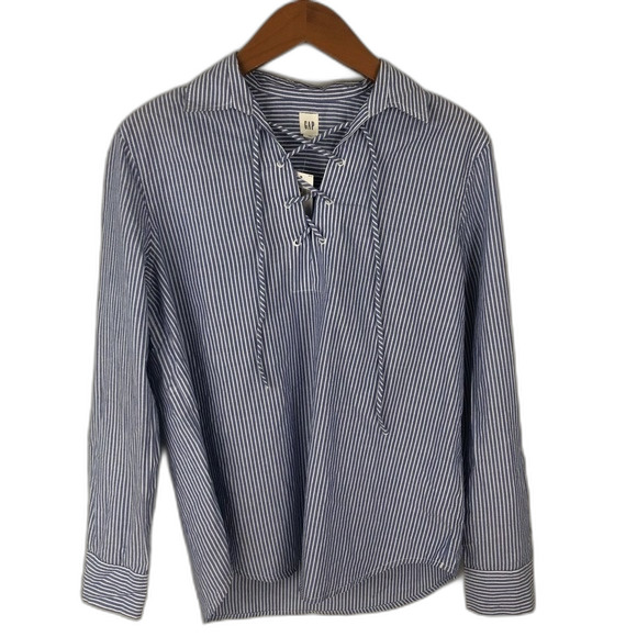GAP Striped Lace-Up Popover Shirt NWT Size Small - Picture 2 of 13